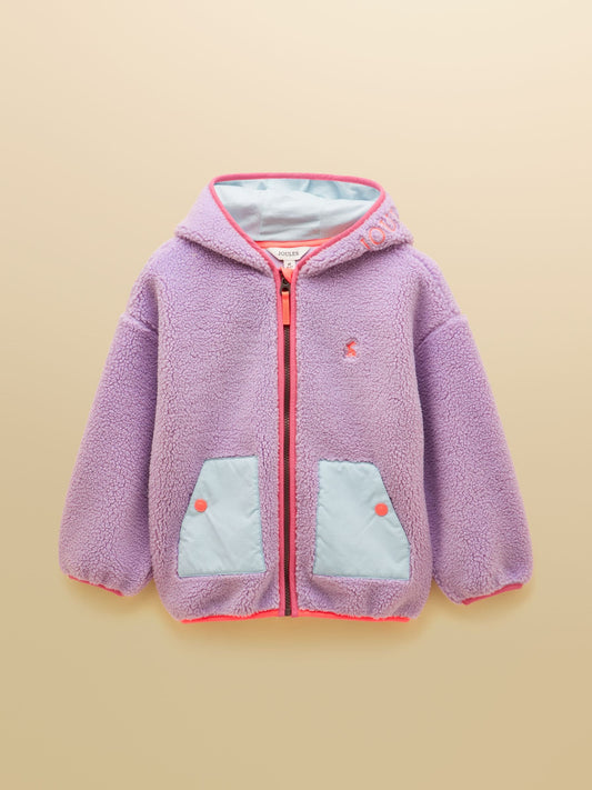 Joules Girls' Ellis Lilac Purple Zip Up Fleece - image 1