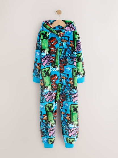 Blue Minecraft Fleece All-In-One (4-16yrs) - image 1