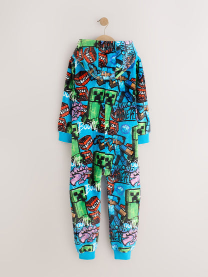 Blue Minecraft Fleece All-In-One (4-16yrs) - image 2