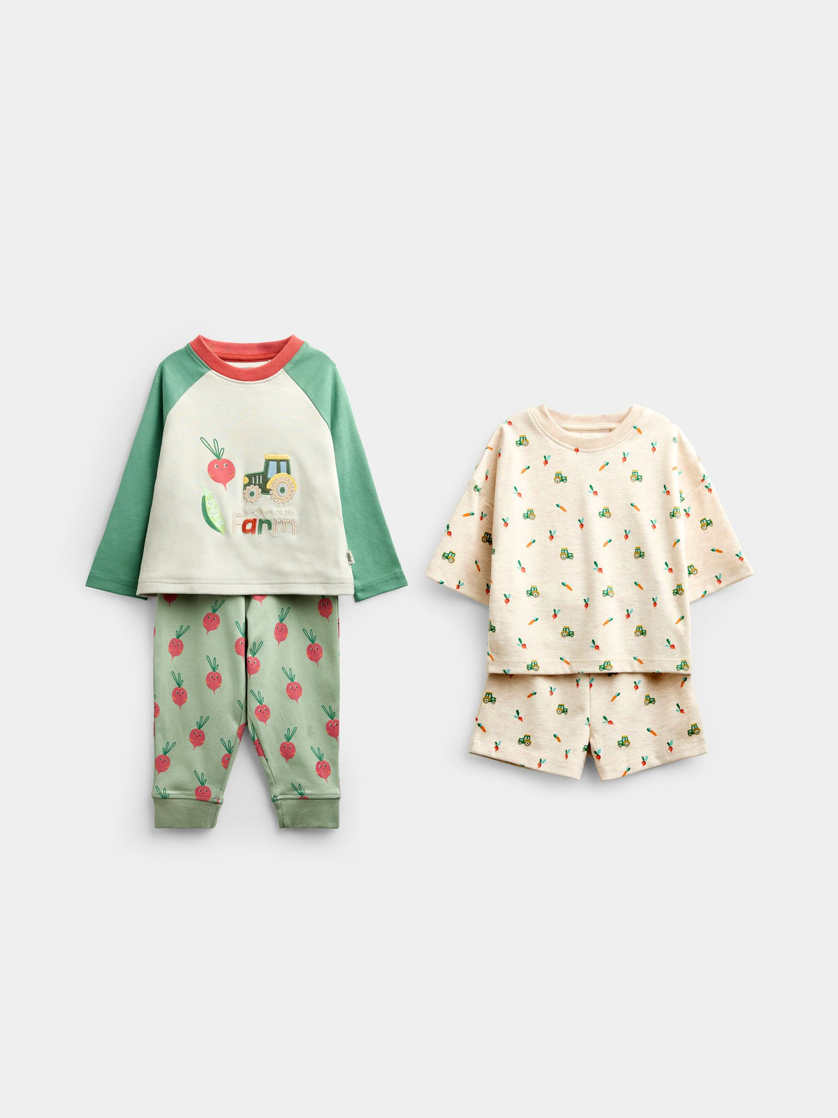Jojo Maman Bébé Green Farm 2-Pack Jersey Pyjamas - image 1
