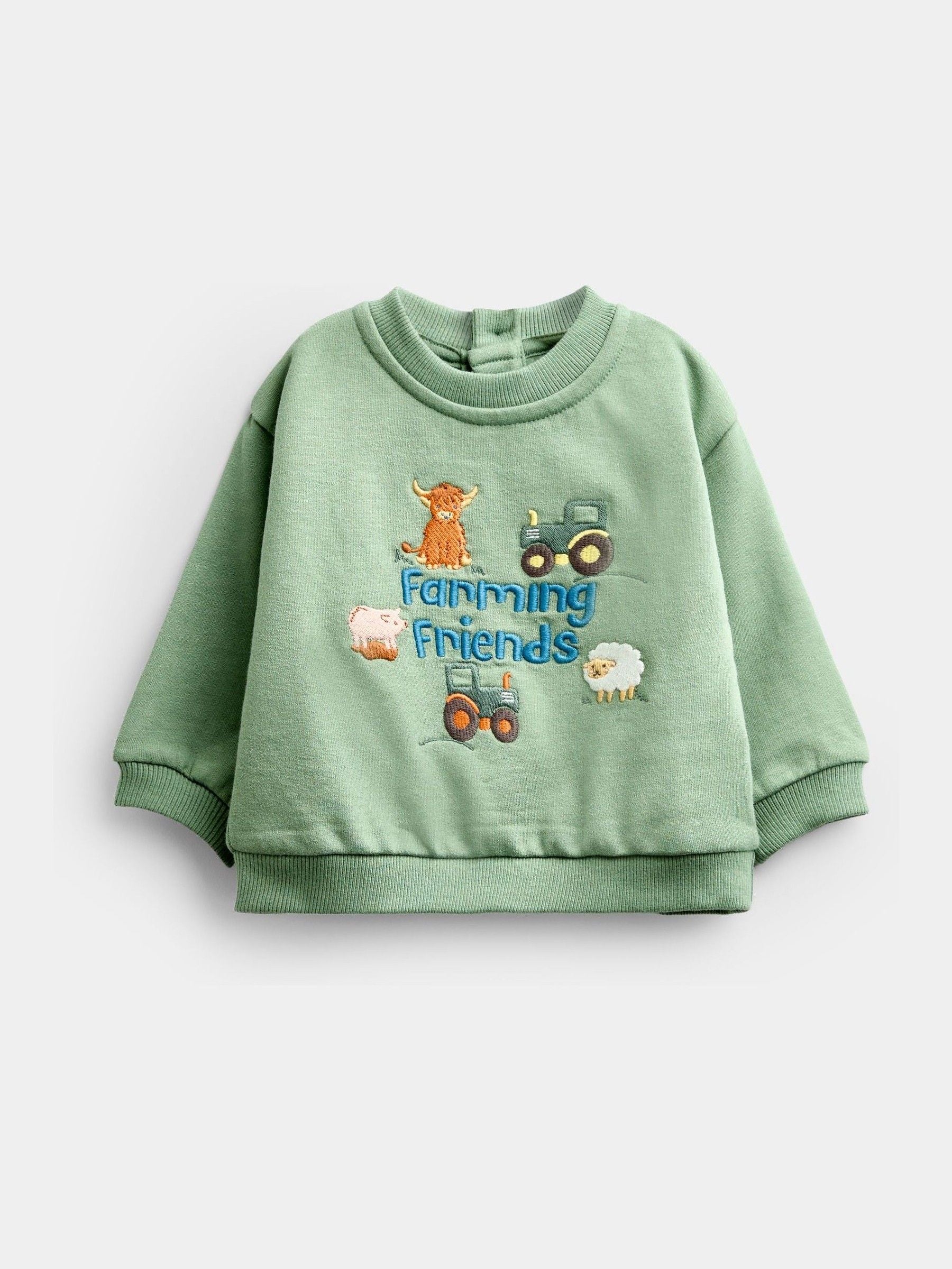 Dsiney Kidz - Jojo Maman Bébé Green Farmyard Baby Appliqué Sweatshirt & Jogger Set image 2