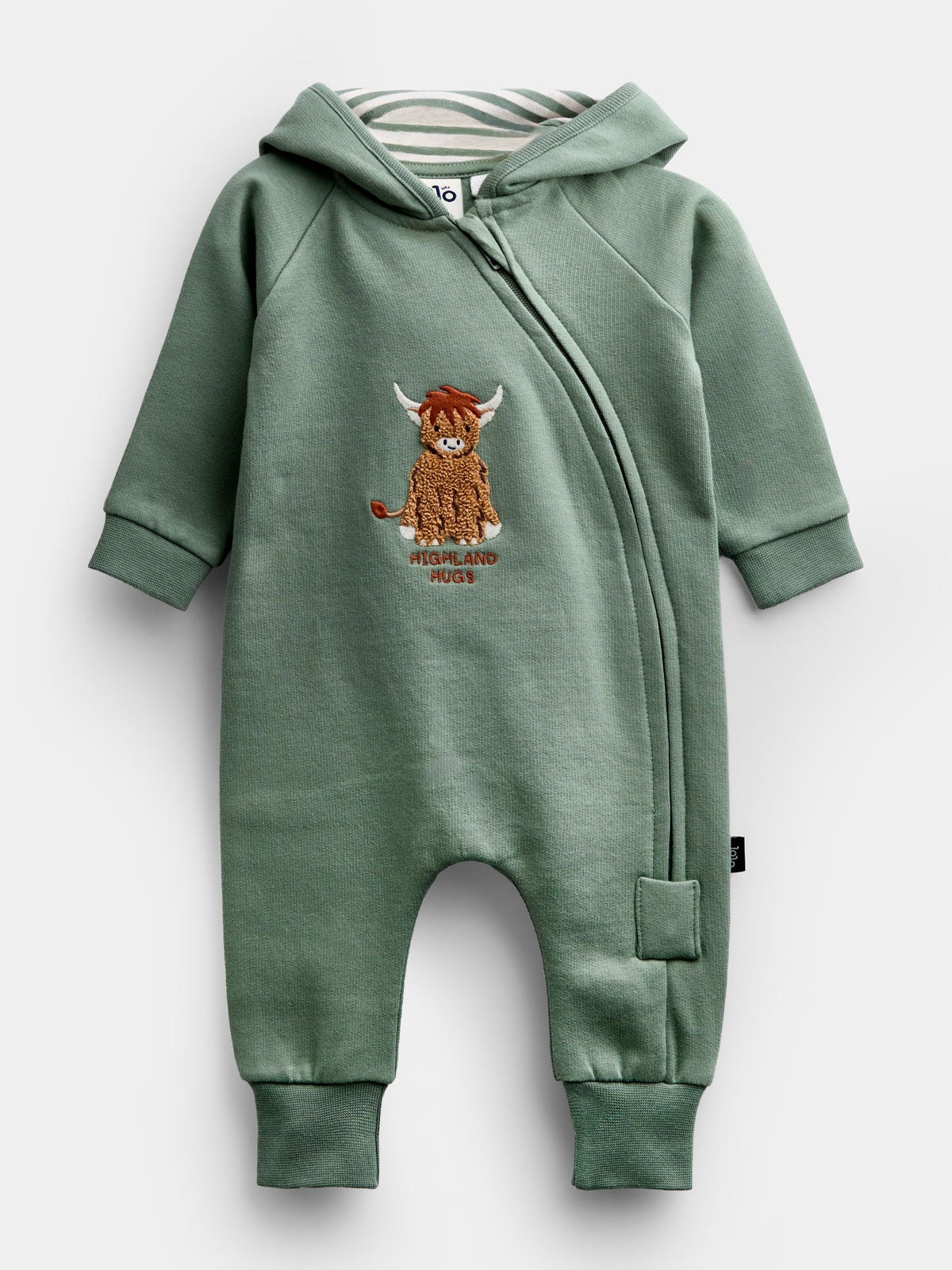 JoJo Maman Bébé Green Highland Cow Jersey Romper - image 1