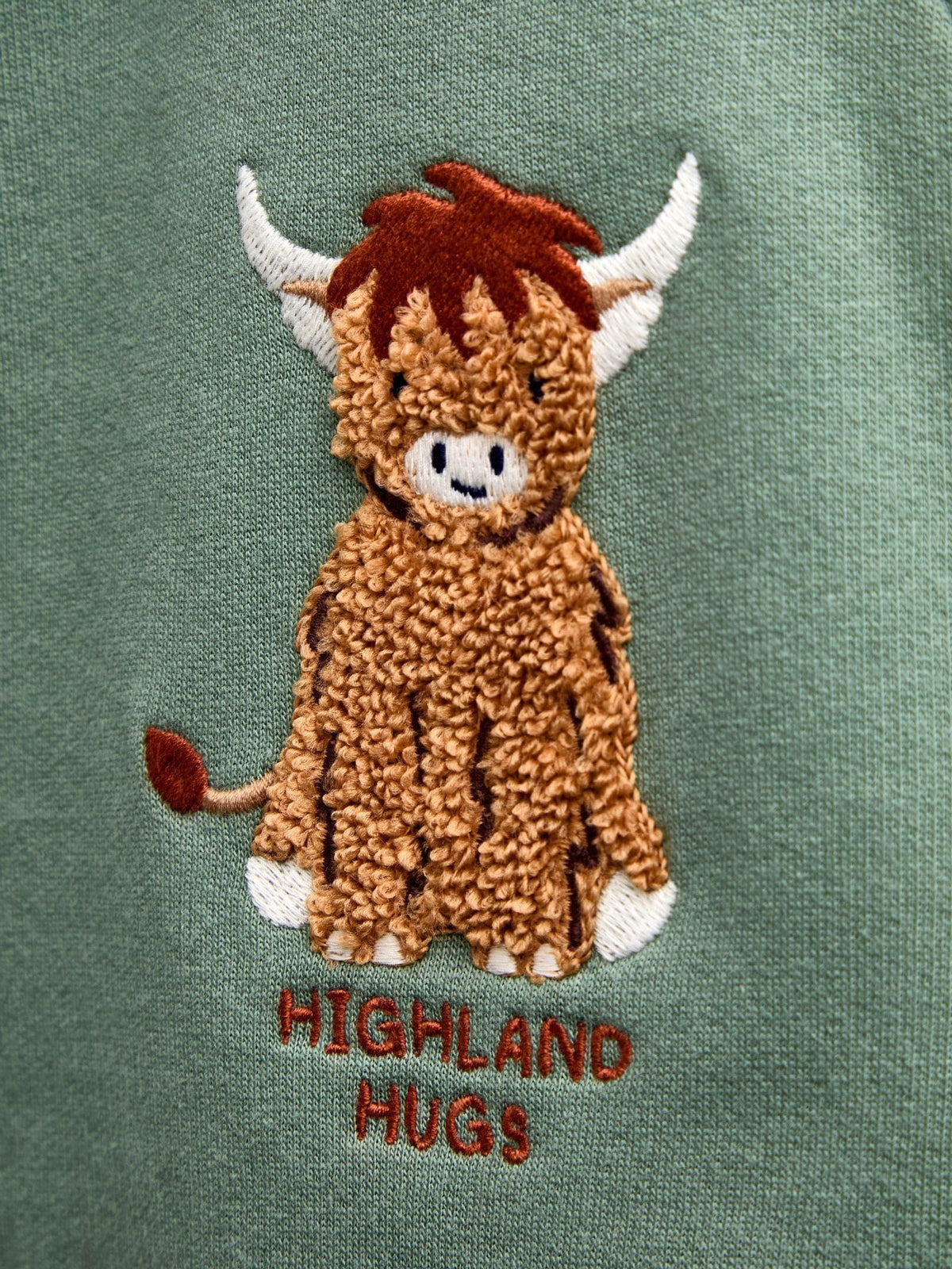 JoJo Maman Bébé Green Highland Cow Jersey Romper - image 4