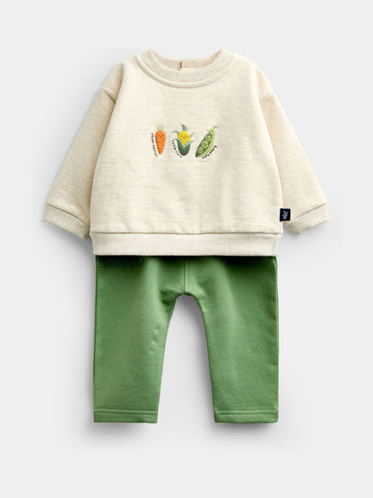 Dsiney Kidz - Jojo Maman Bébé Green Vegetable Appliqué Sweatshirt & Jogger Set image 2