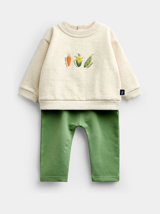 Jojo Maman Bébé Green Vegetable Appliqué Sweatshirt & Jogger Set image 1