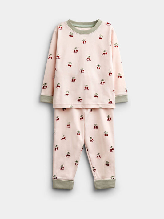 Dsiney Kidz - JoJo Maman Bébé Pink Cherry Grow-With-Me Jersey Pyjamas image 1