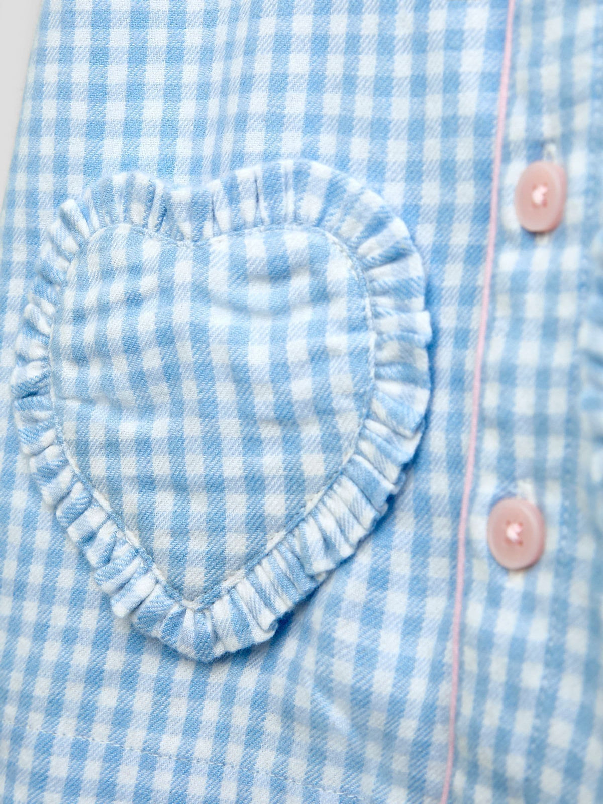 Dsiney Kidz - JoJo Maman Bébé Light Blue Gingham Floral Woven Pyjamas image 6