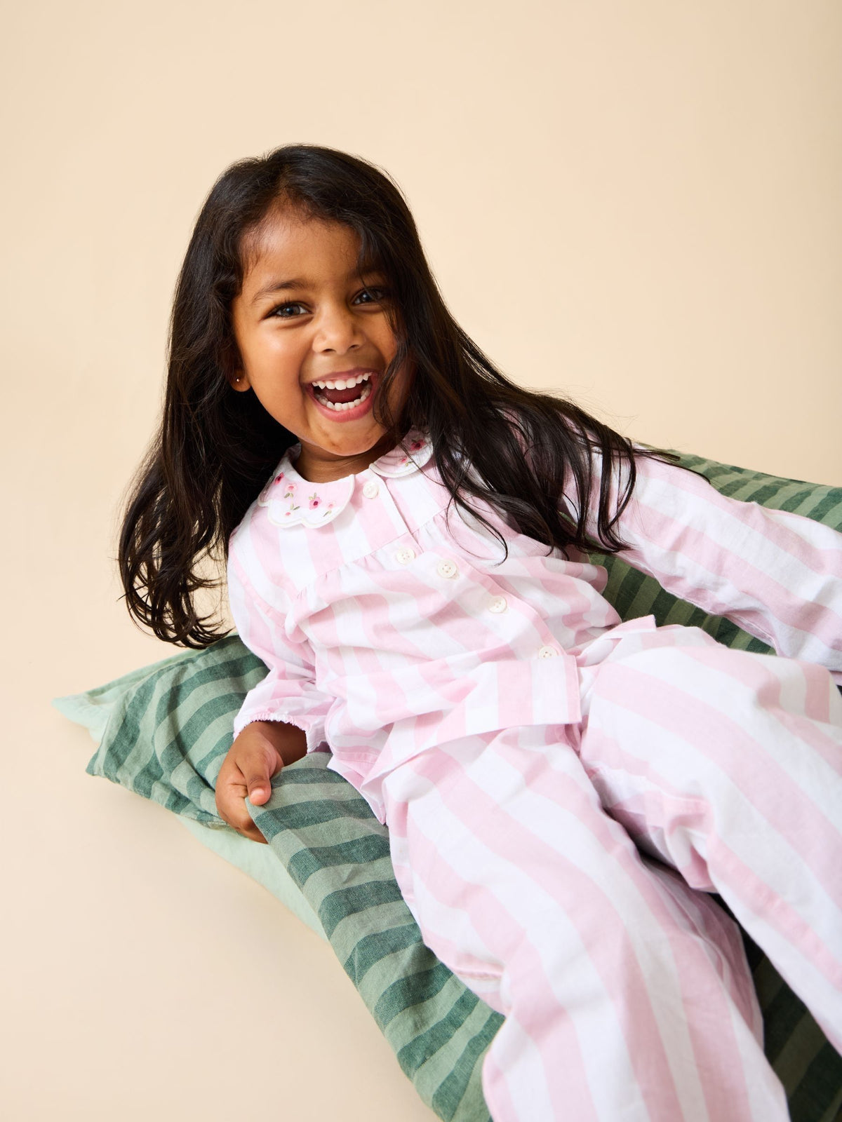 Dsiney Kidz - JoJo Maman Bébé Pink Stripe Woven Pyjamas image 1