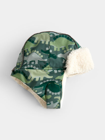 JoJo Maman Bébé Green Dinosaur Cosy Trapper Hat - image 3