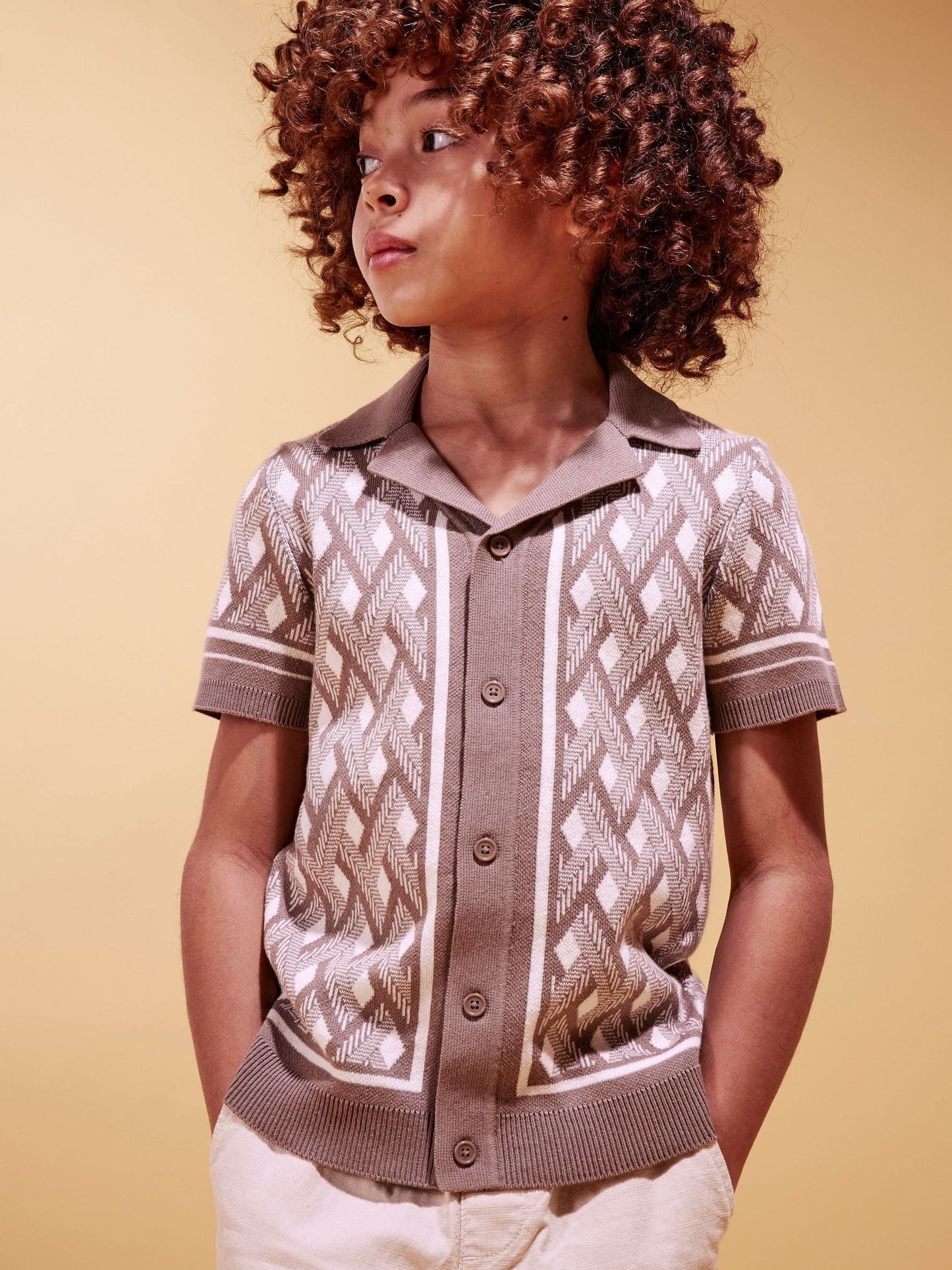 Dsiney Kidz - River Island Natural Geo Print Knitted Shirt image 1