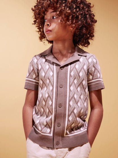 Dsiney Kidz - River Island Natural Geo Print Knitted Shirt image 1