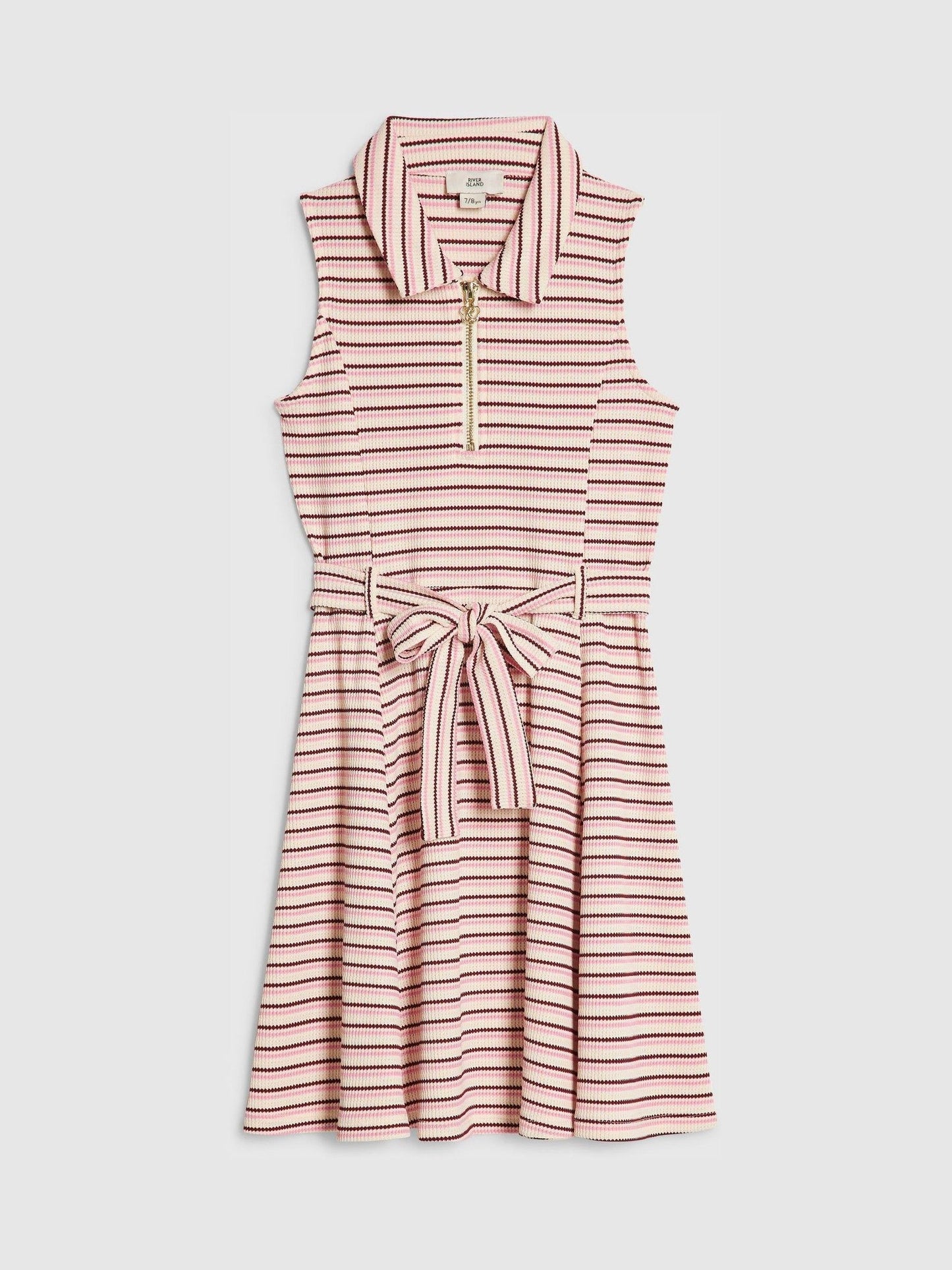 Dsiney Kidz - River Island Pink Stripe Waistband Polo Dress image 1
