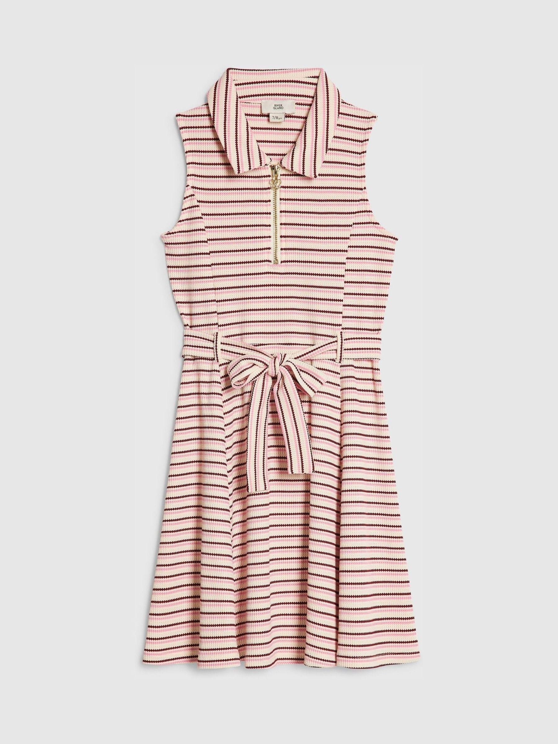 Dsiney Kidz - River Island Pink Stripe Waistband Polo Dress image 1