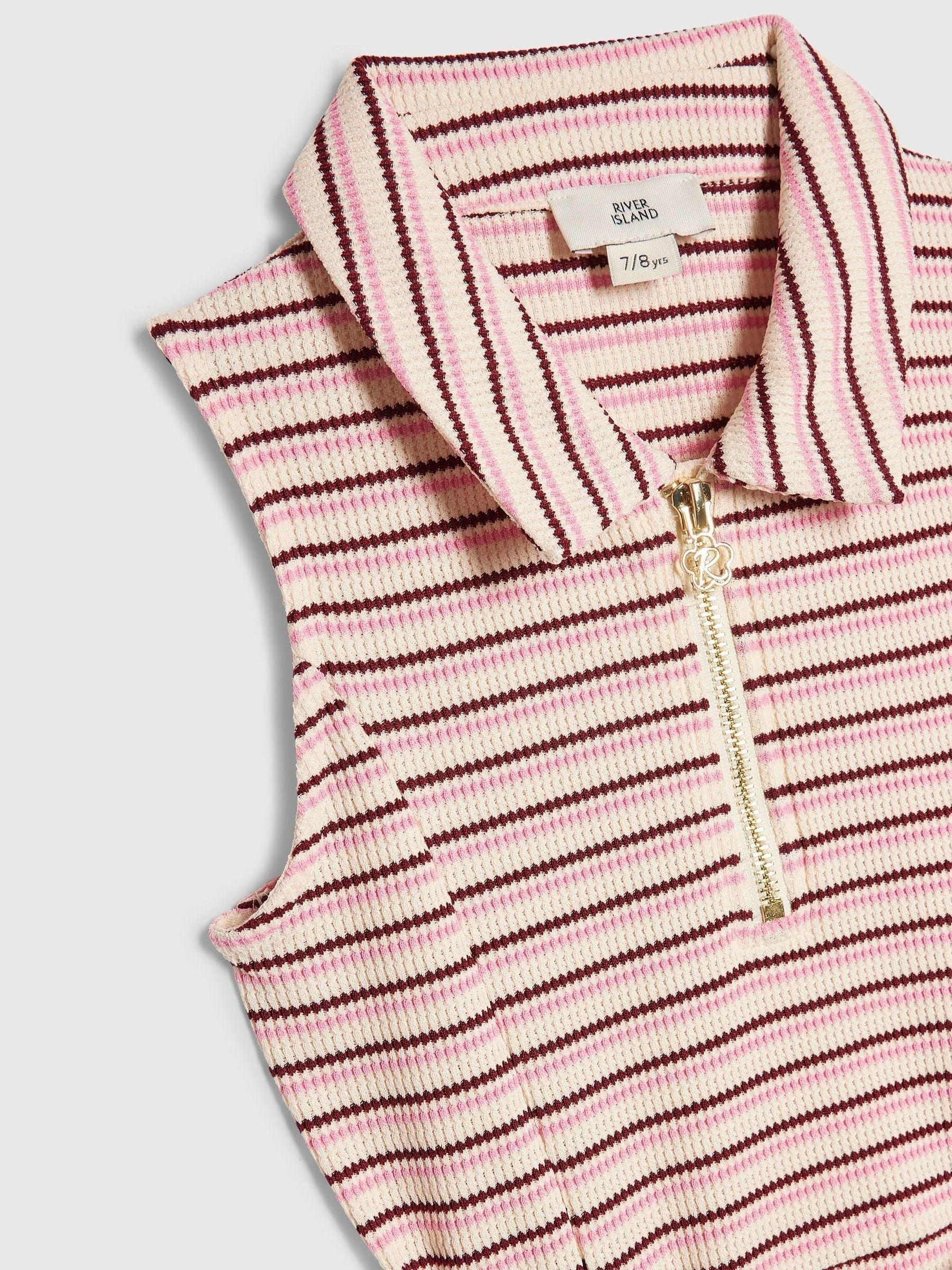 Dsiney Kidz - River Island Pink Stripe Waistband Polo Dress image 3