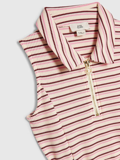 Dsiney Kidz - River Island Pink Stripe Waistband Polo Dress image 3