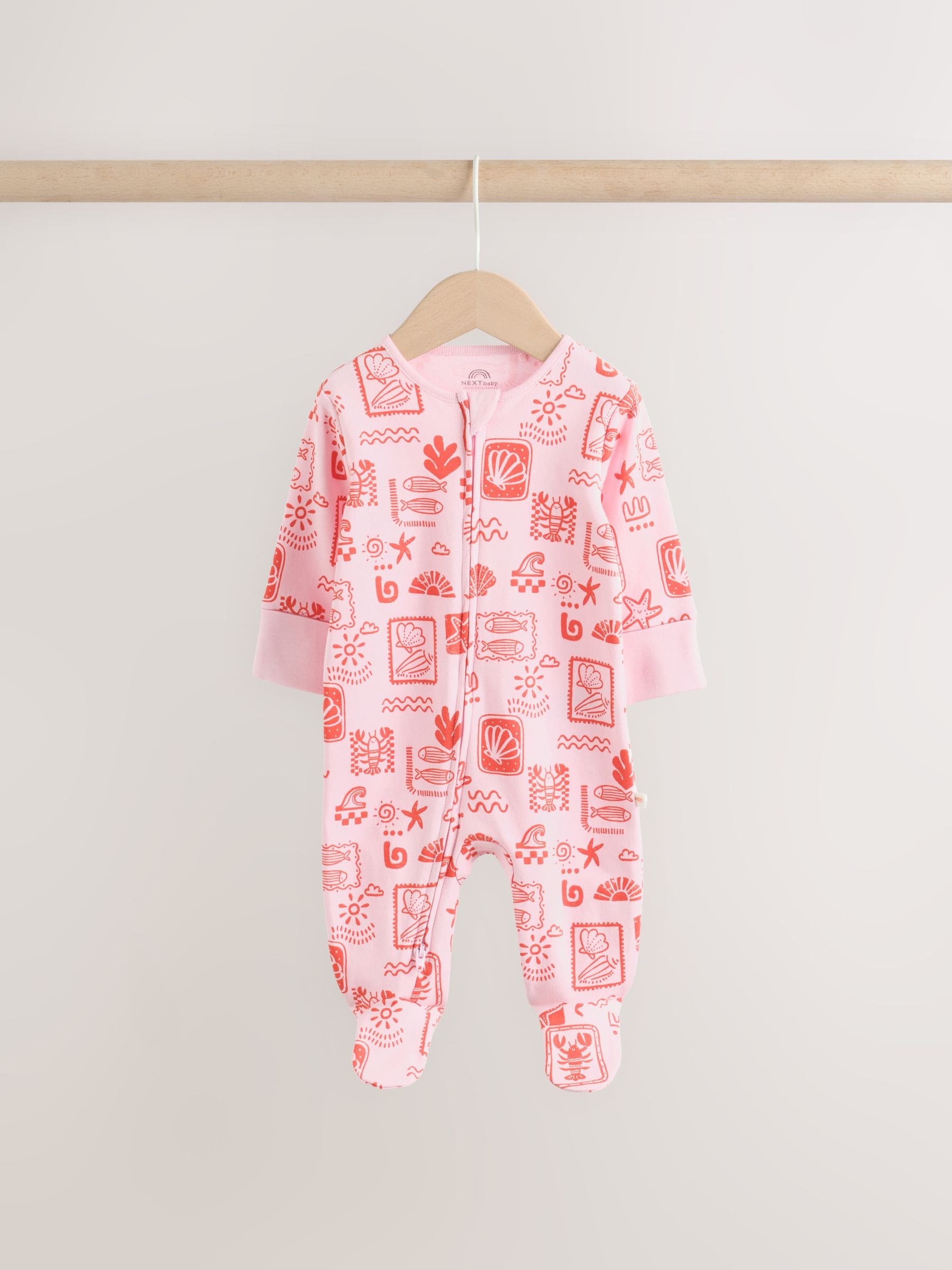 Red/Pink Baby Sleepsuits 3 Pack (0mths-3yrs) image 3