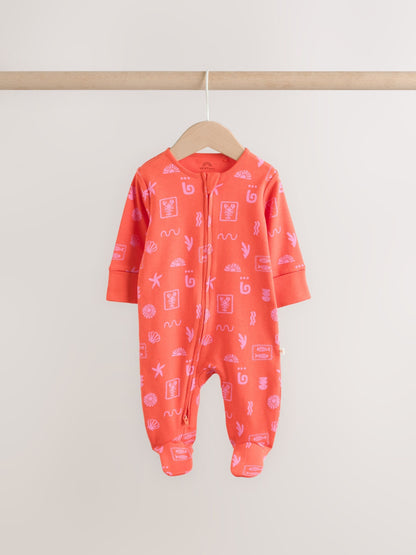 Red/Pink Baby Sleepsuits 3 Pack (0mths-3yrs) image 4