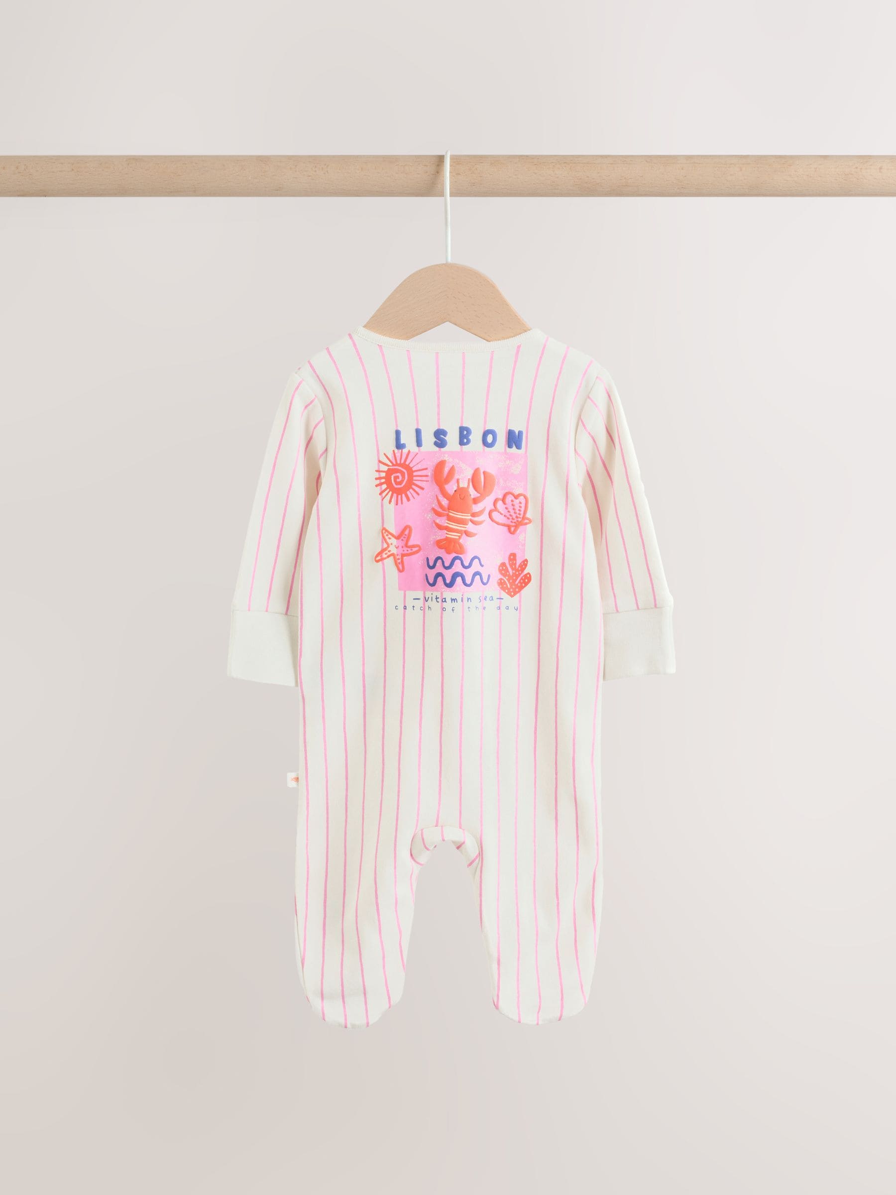 Red/Pink Baby Sleepsuits 3 Pack (0mths-3yrs) image 6