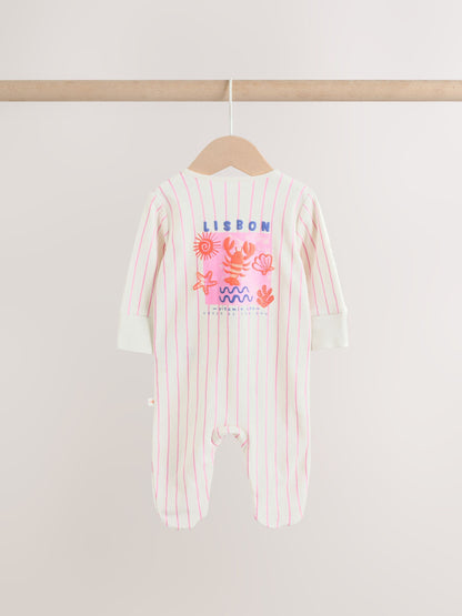Red/Pink Baby Sleepsuits 3 Pack (0mths-3yrs) image 6
