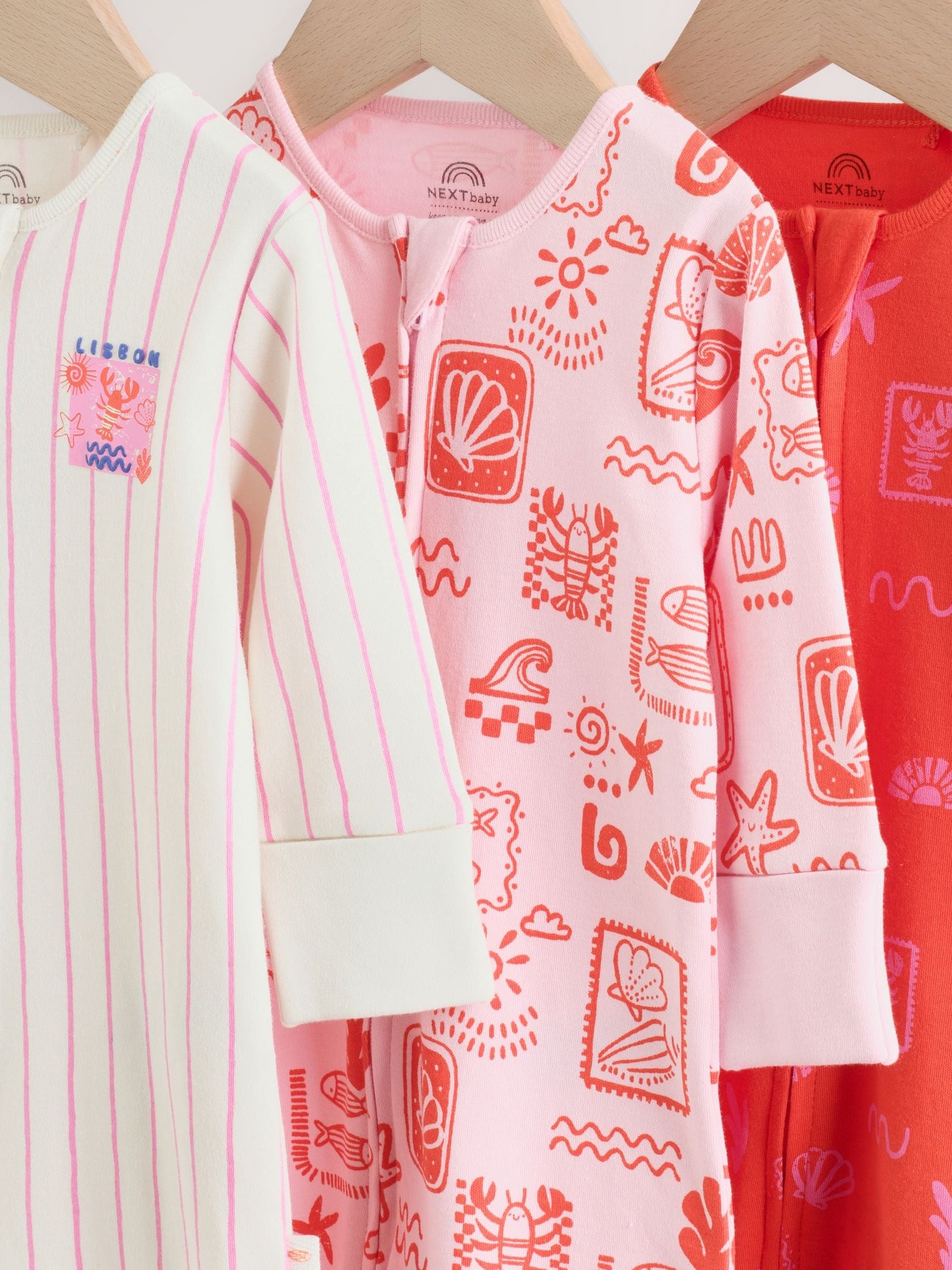 Red/Pink Baby Sleepsuits 3 Pack (0mths-3yrs) image 7