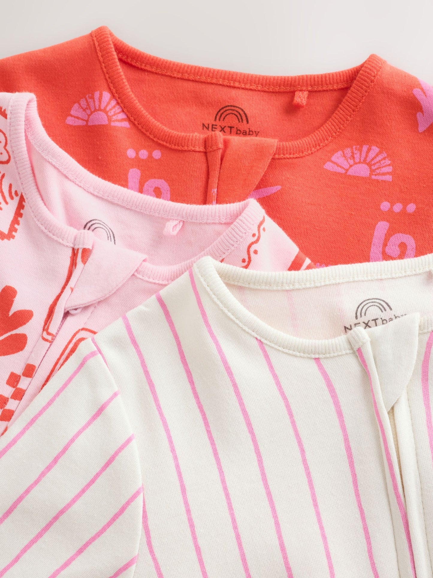 Red/Pink Baby Sleepsuits 3 Pack (0mths-3yrs) image 8