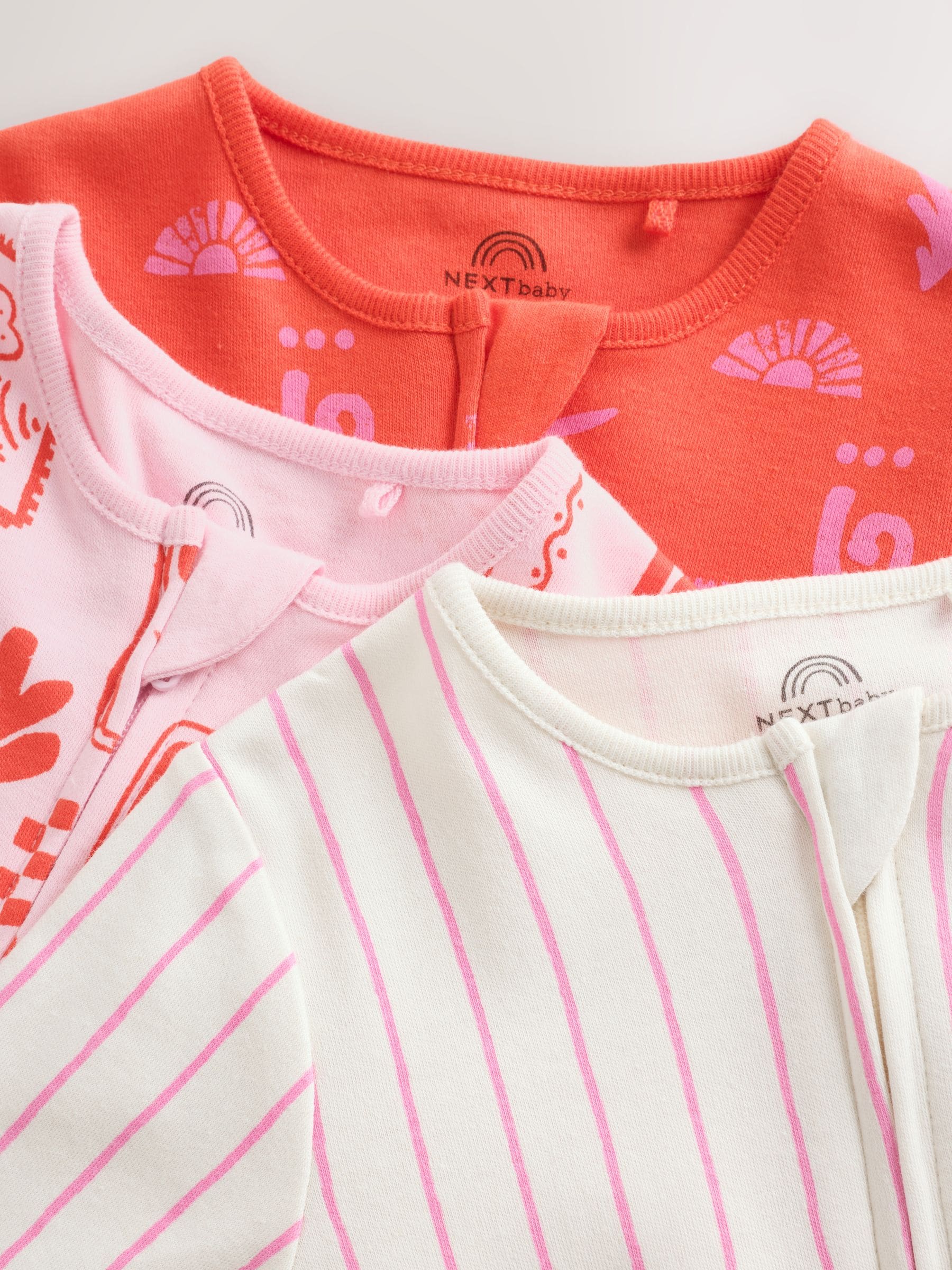 Red/Pink Baby Sleepsuits 3 Pack (0mths-3yrs) image 8