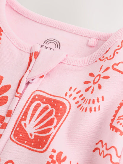 Red/Pink Baby Sleepsuits 3 Pack (0mths-3yrs) image 9