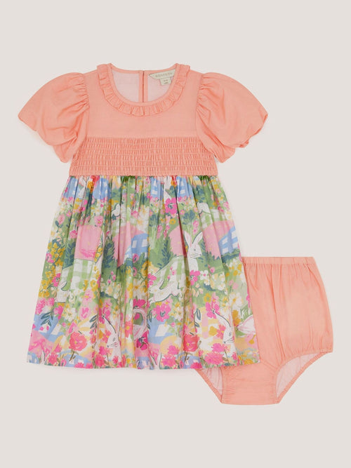 Monsoon Pink Baby Bunny Print Dress & Underwear Set image 1