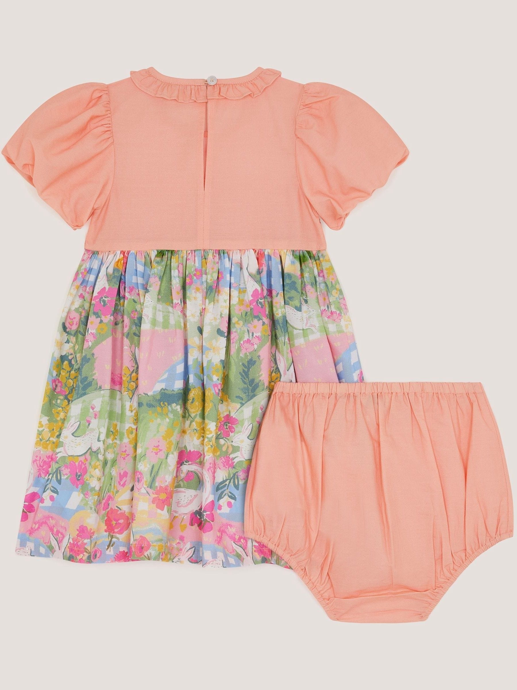 Monsoon Pink Baby Bunny Print Dress & Underwear Set image 2
