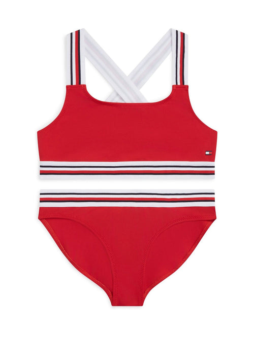Tommy Hilfiger Red Global Stripe Bralette Bikini Set image 1
