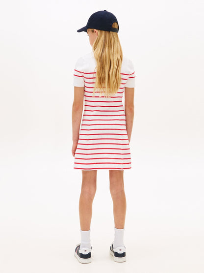 Tommy Hilfiger Red Logo Embroidery Short Sleeve Jumper Dress image 3