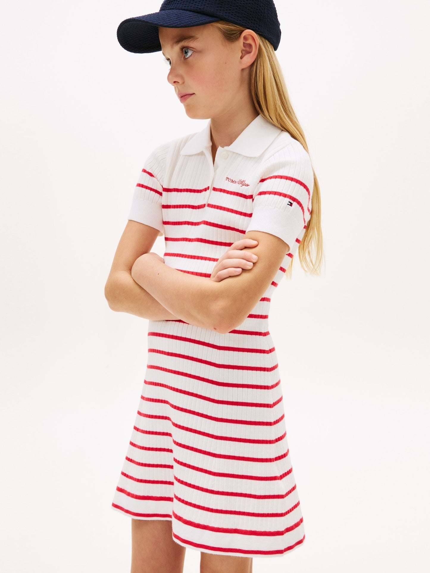Tommy Hilfiger Red Logo Embroidery Short Sleeve Jumper Dress image 5