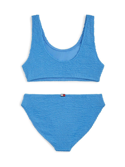 Tommy Hilfiger Blue Logo Embroidery Textured Bralette Bikini Set image 2