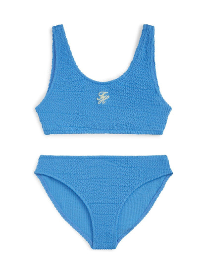 Tommy Hilfiger Blue Logo Embroidery Textured Bralette Bikini Set image 1