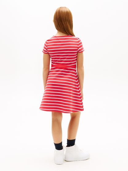 Tommy Hilfiger Red Essential Short Sleeve Skater Dress image 3