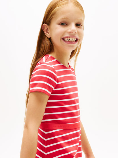 Tommy Hilfiger Red Essential Short Sleeve Skater Dress image 4