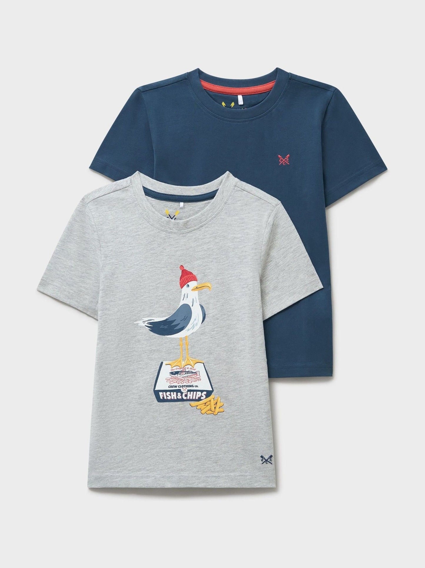 Dsiney Kidz - Crew Clothing Blue / Grey Plain And Printed Classic T-Shirts 2 Pack image 1