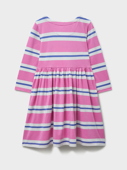 Crew Clothing Pink Classic Long Sleeve Striped Jersey Dress image 2