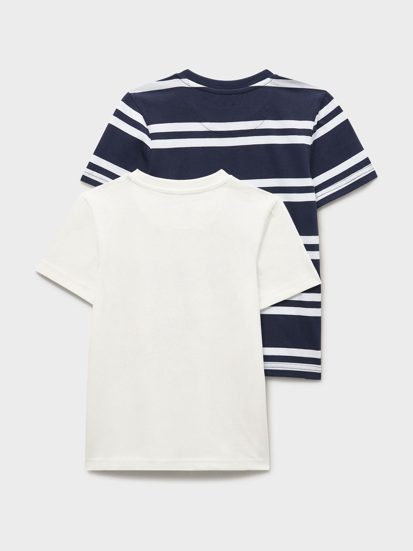 Dsiney Kidz - Crew Clothing Navy Blue Stripe & Plain Classic T-Shirts 2 Pack image 2