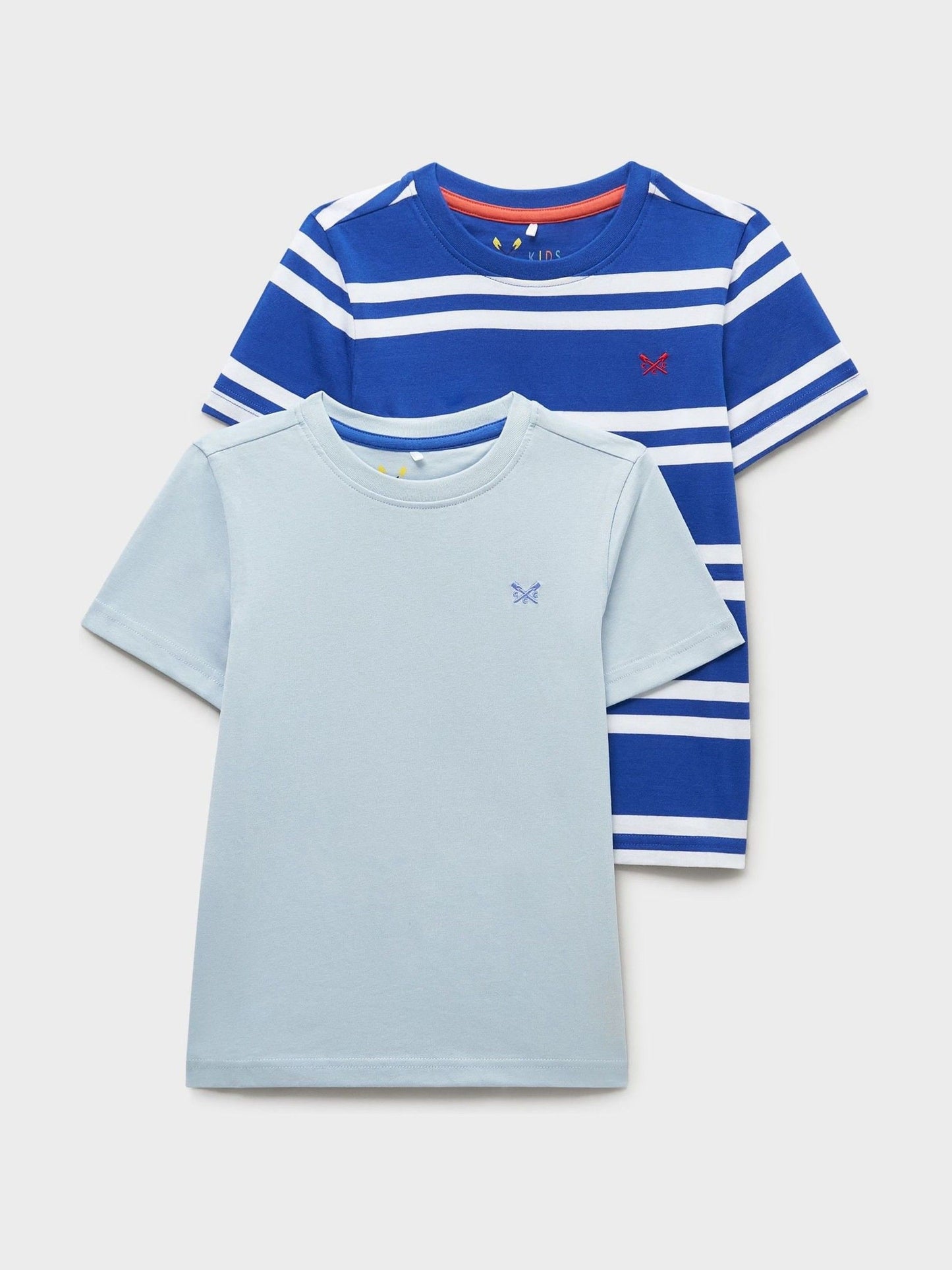 Dsiney Kidz - Crew Clothing Blue Stripe & Plain Classic T-Shirts 2 Pack image 1