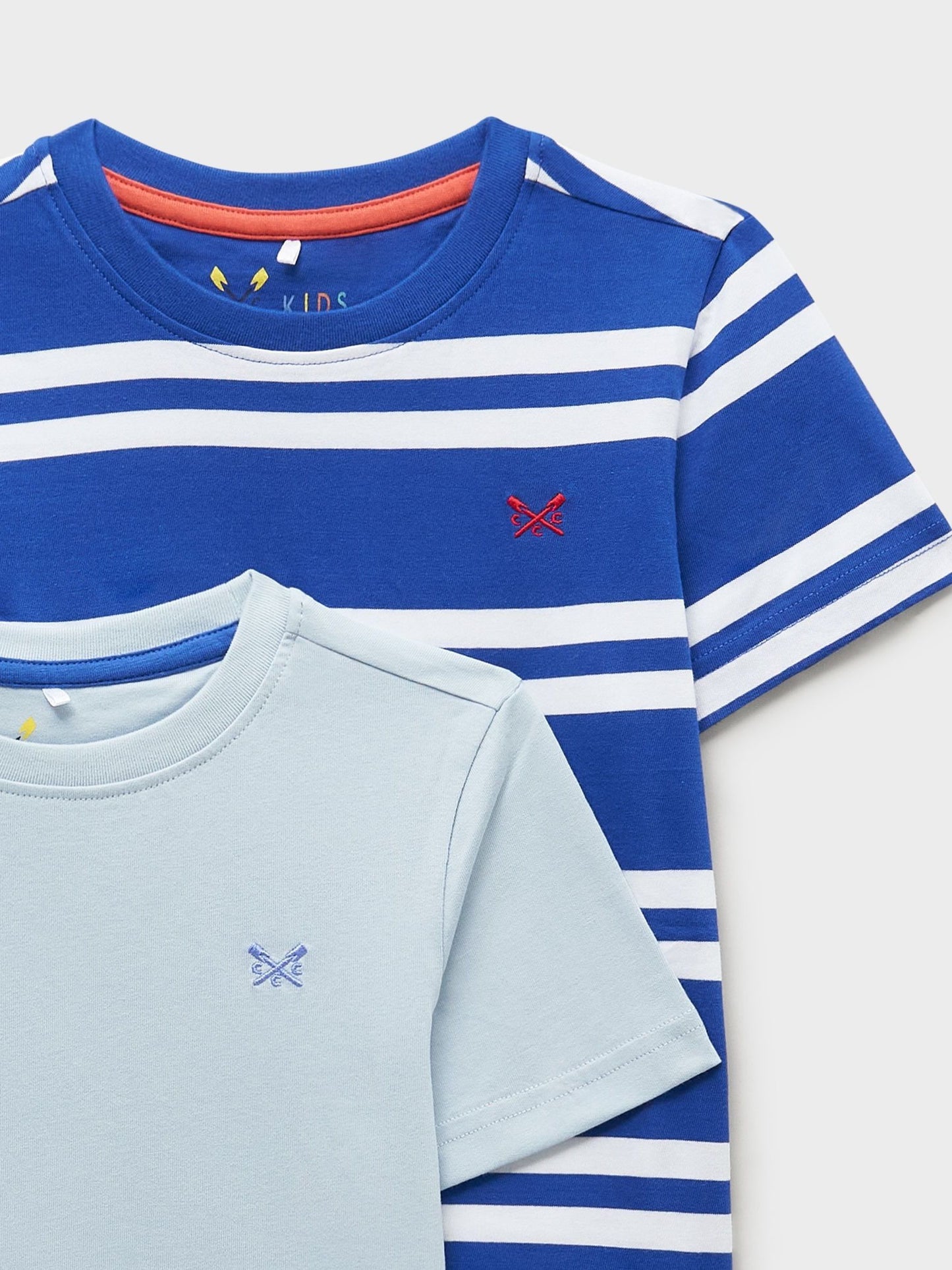 Dsiney Kidz - Crew Clothing Blue Stripe & Plain Classic T-Shirts 2 Pack image 3