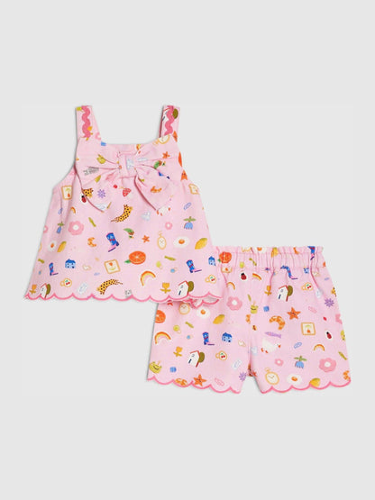 River Island Pink Abbie Rosie Cami Top & Shorts Set image 1