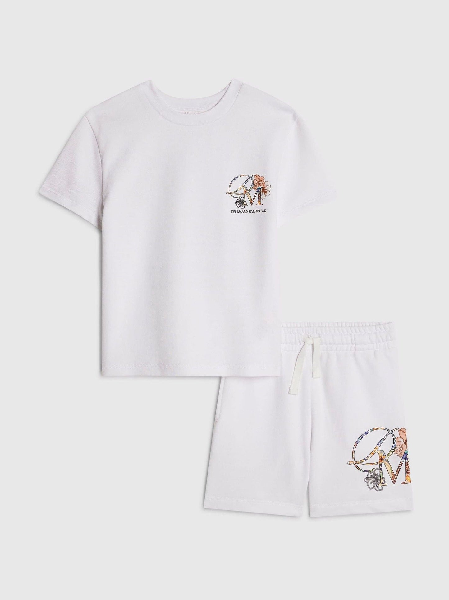 River Island White Del Maar T-Shirt & Shorts Set image 2