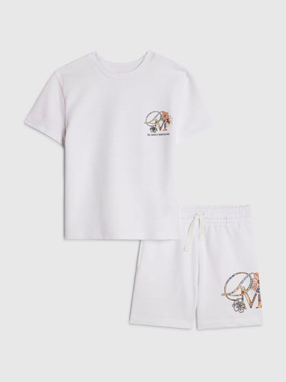 River Island White Del Maar T-Shirt & Shorts Set image 2