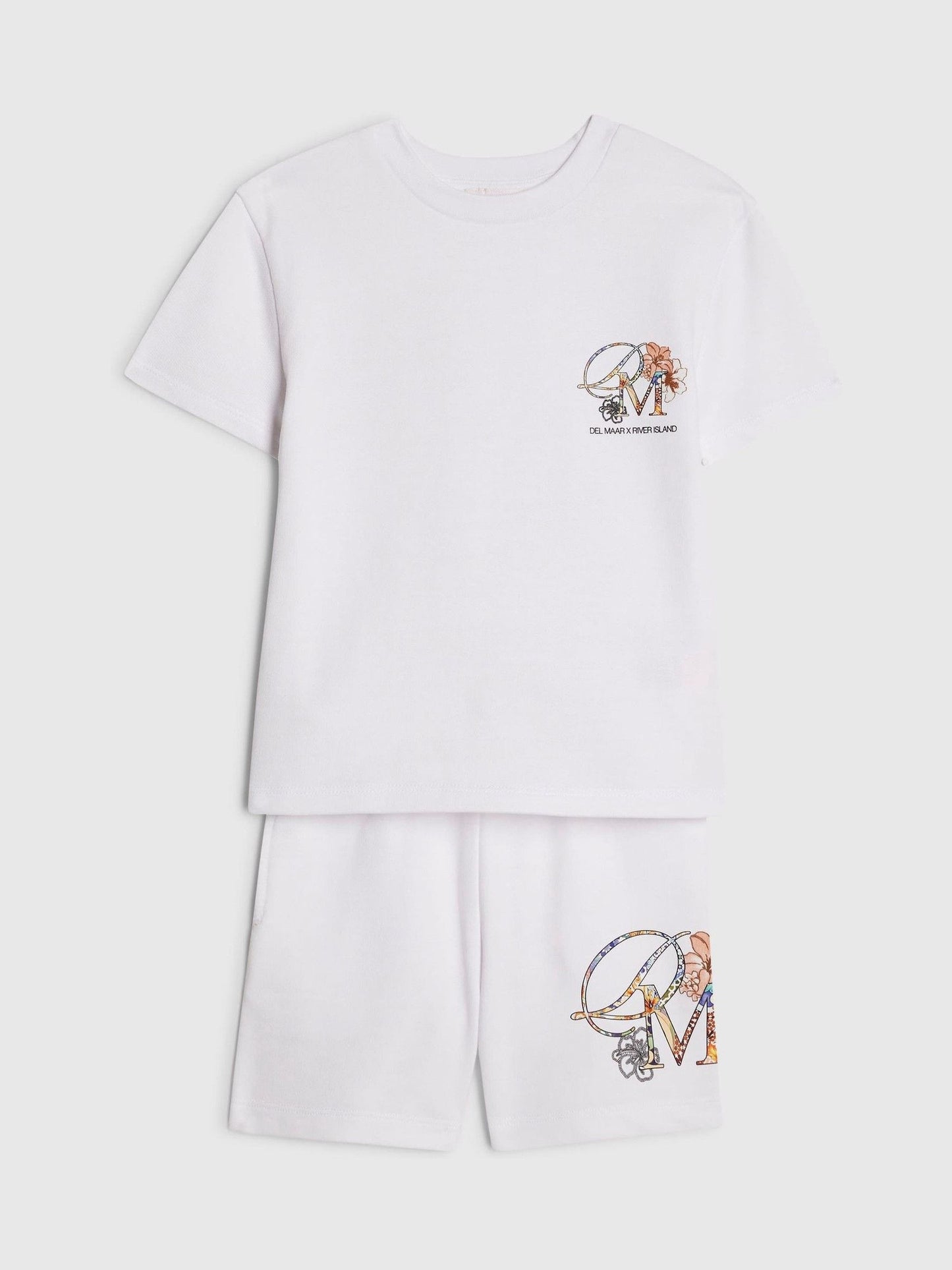 River Island White Del Maar T-Shirt & Shorts Set image 3