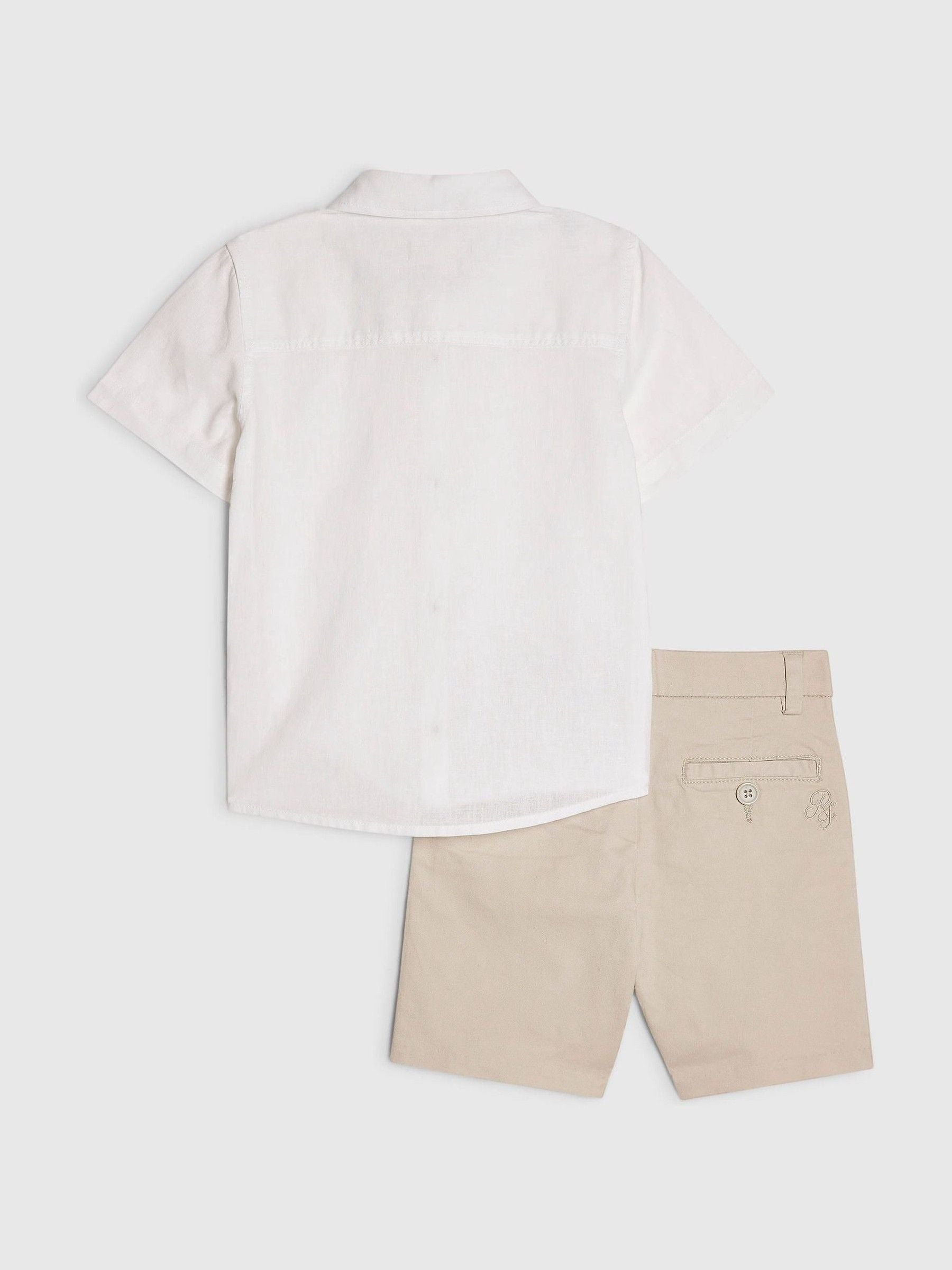 Dsiney Kidz - River Island White Short Sleeve Smart Shirt & Chino Shorts Set image 2