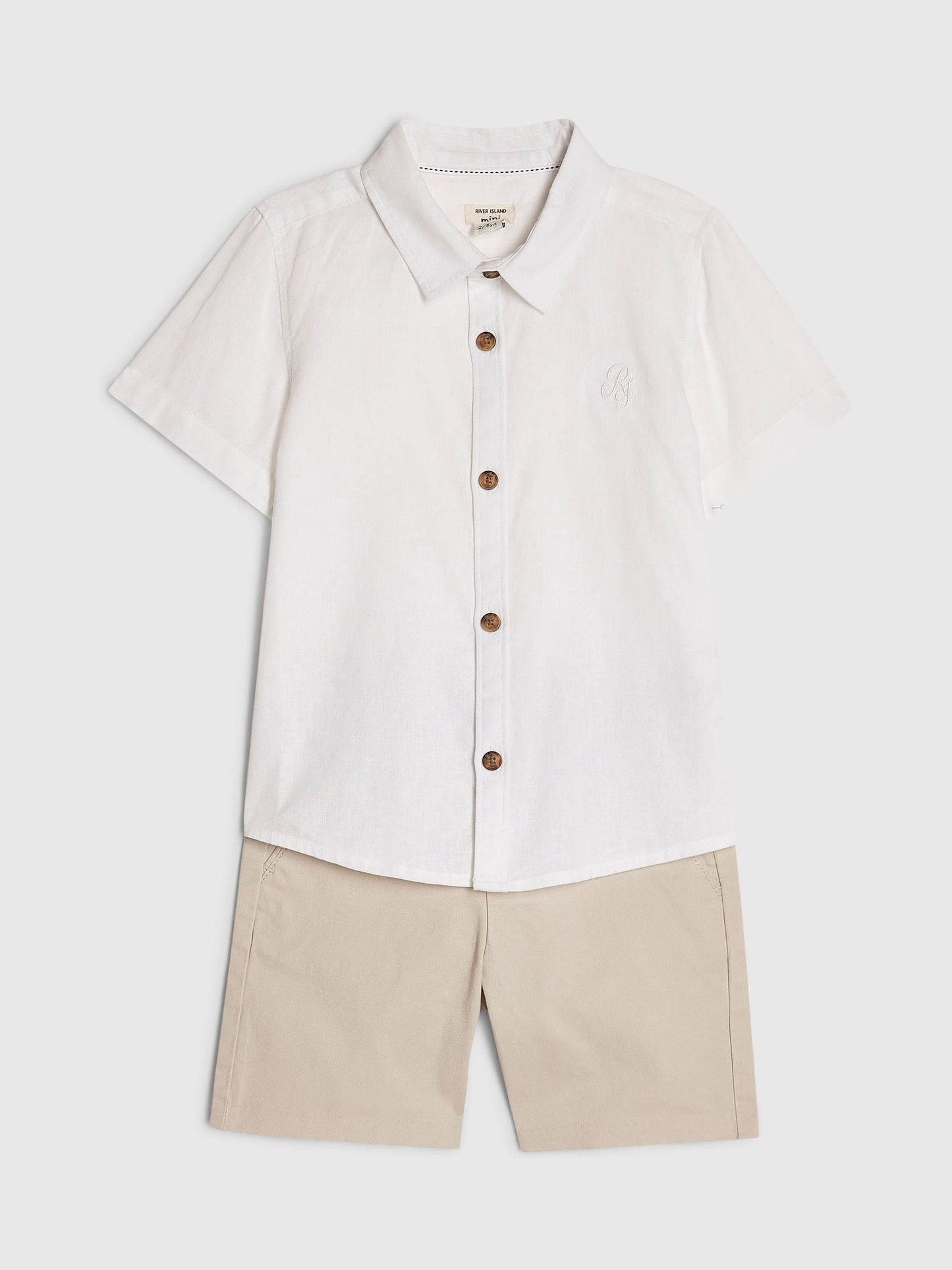 Dsiney Kidz - River Island White Short Sleeve Smart Shirt & Chino Shorts Set image 4