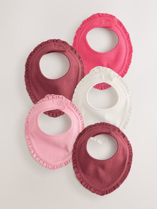 Red/Pink Baby Dribble Bibs 5 Pack - image 1