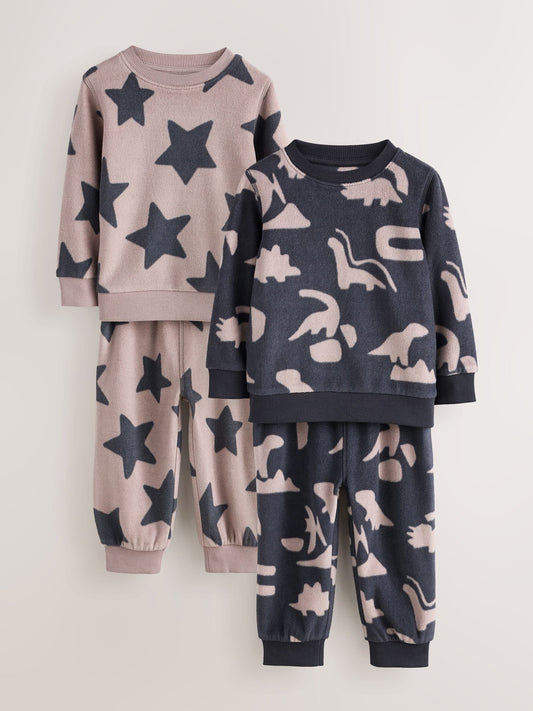 Black/Nude Cosy Fleece Pyjamas 2 Pack (12mths-8yrs) - image 1