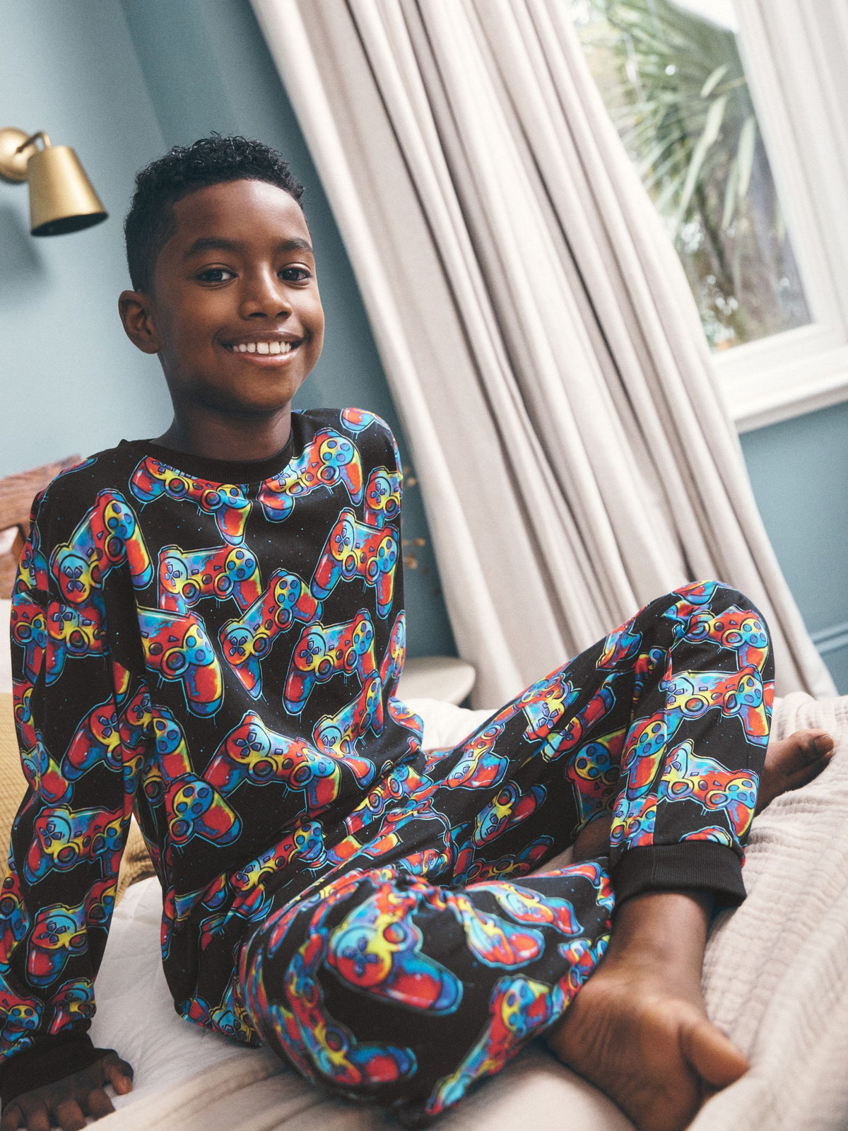 Multi Bright Gamer Printed Cosy Fleece Pyjamas (3-16yrs) - image 1